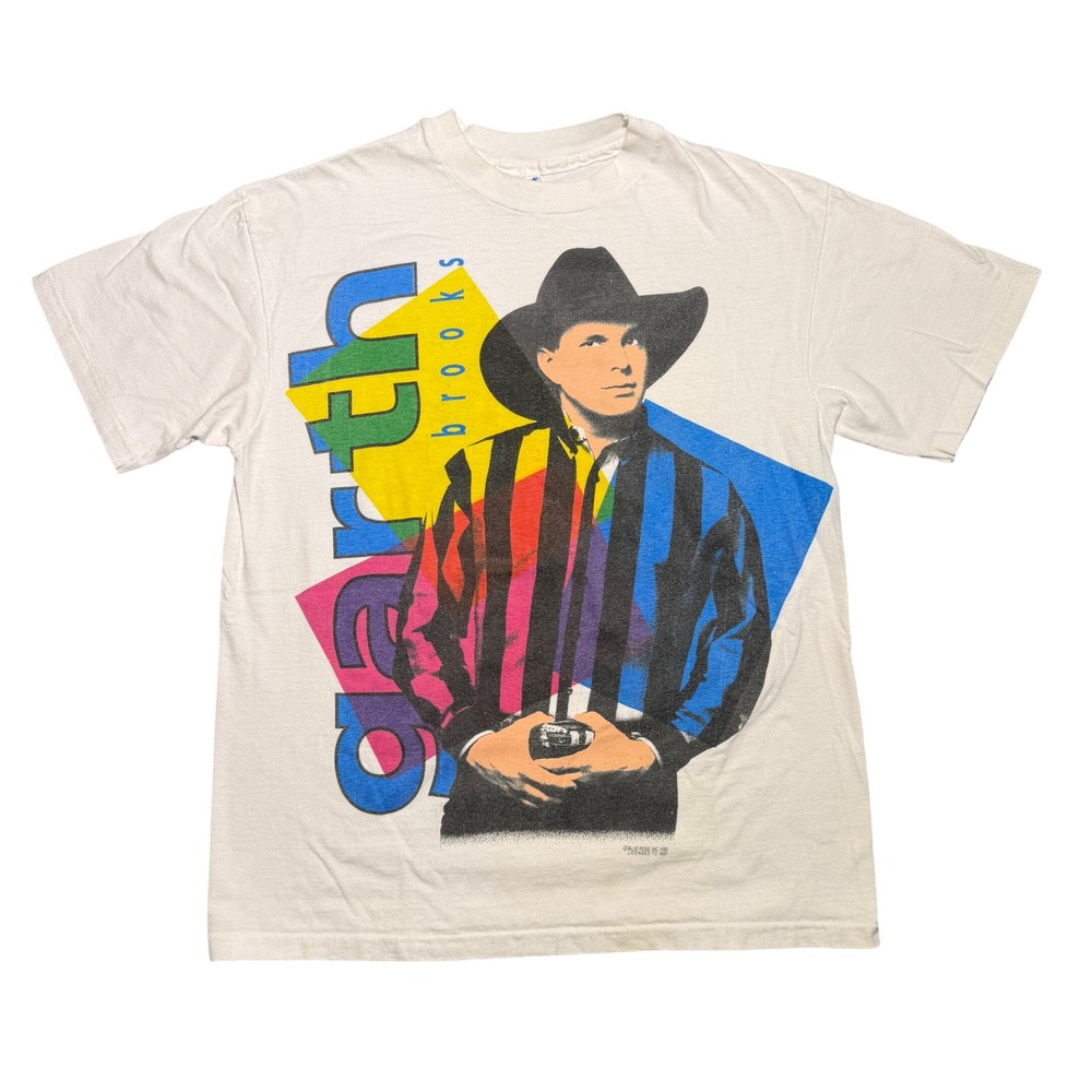 Vintage 1992 Garth Brooks Shirt Hanes Beefy-T Single Stitch White Medium USA